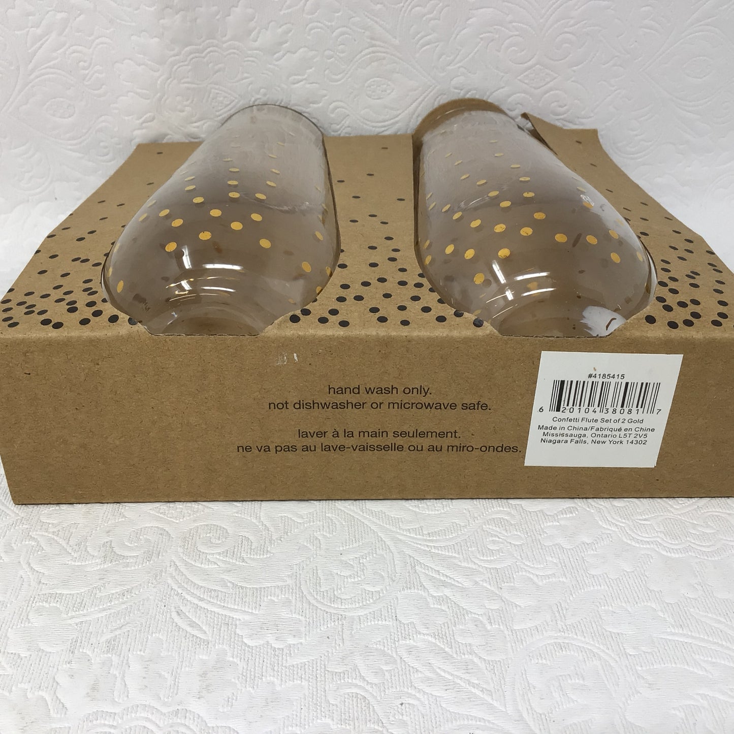 NEW Set of 2 Gold Confetti Stemless Flutes