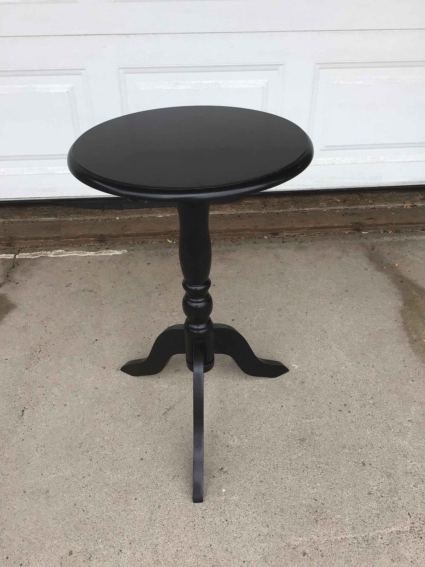 Round Black Painted Wooden Plant Table