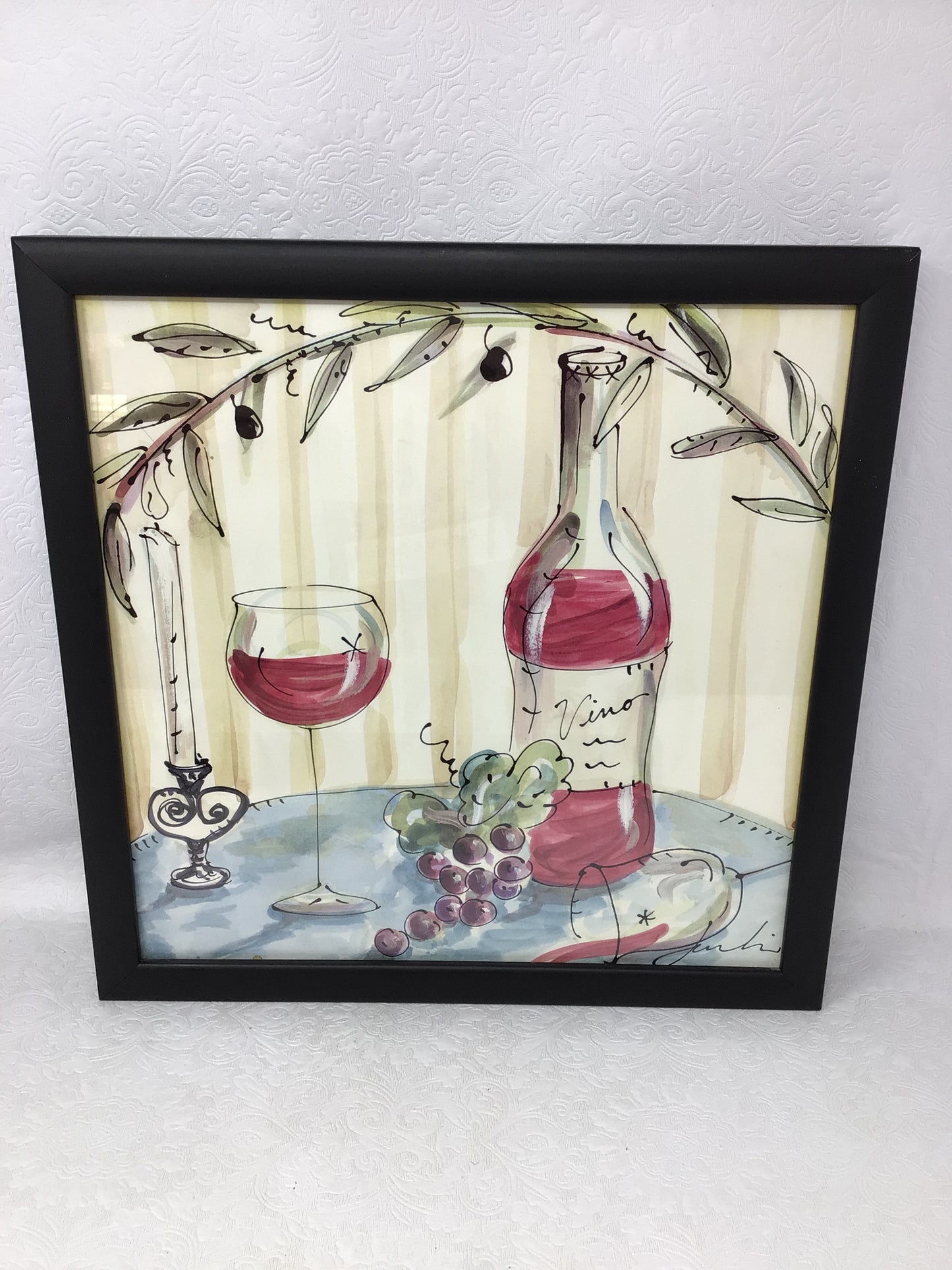 Set of 2 Art Pieces - Wine and Wine Glasses