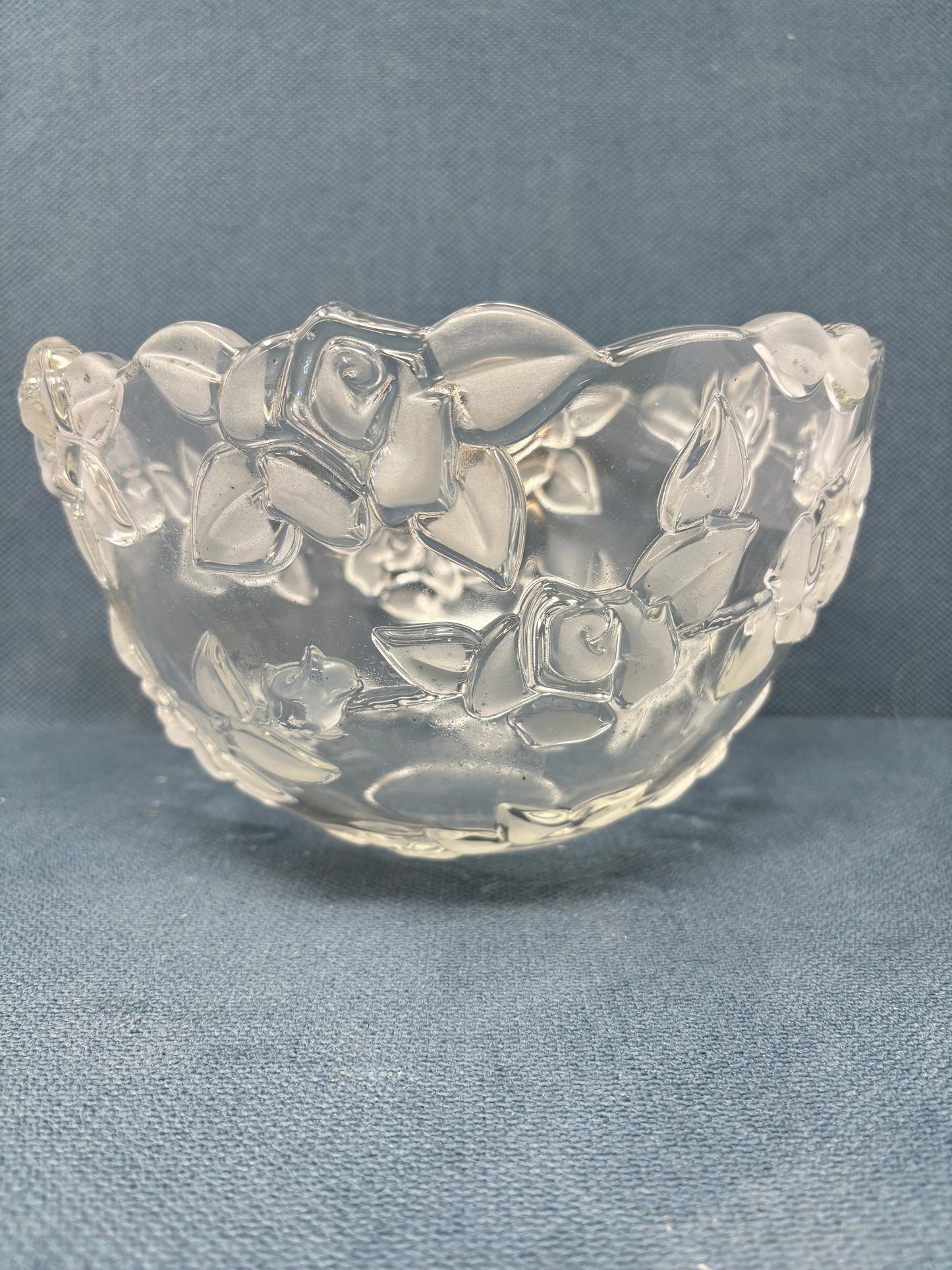 Vintage Walther Glas Carmen Satiniert Floral Crystal Bowl