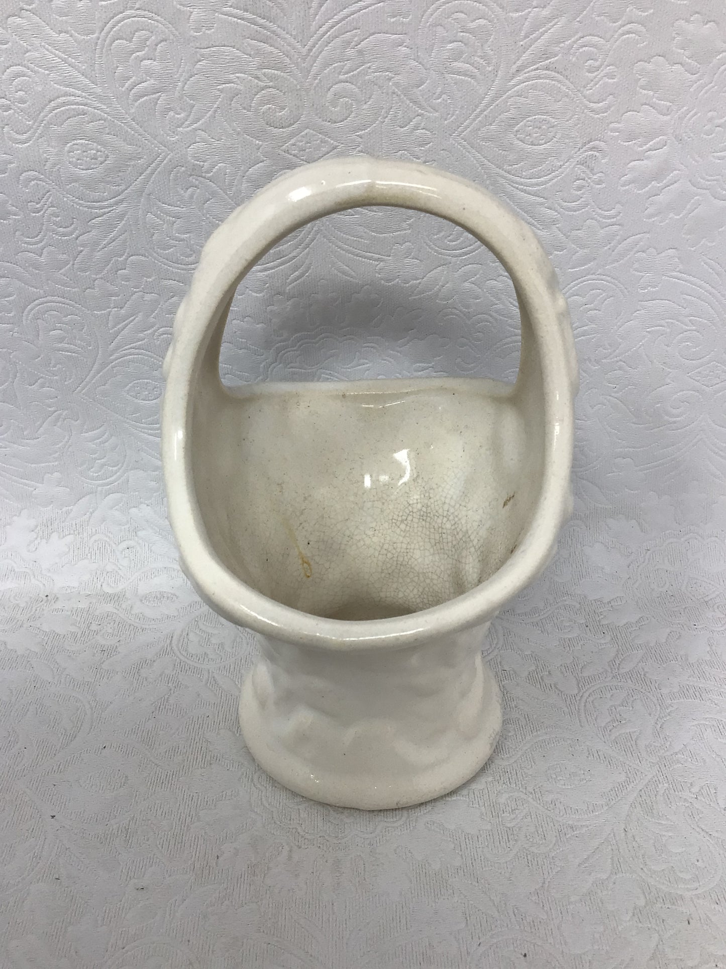 Small White Ceramic Flower Basket
