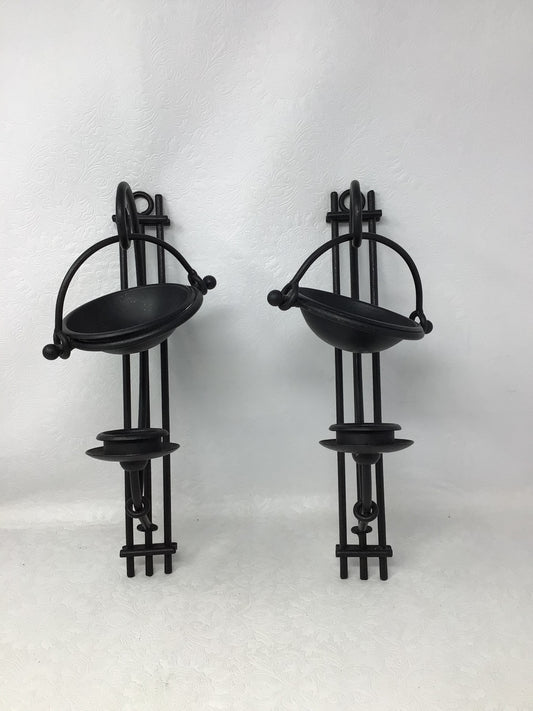 Set of Two Metal Wall Sconces