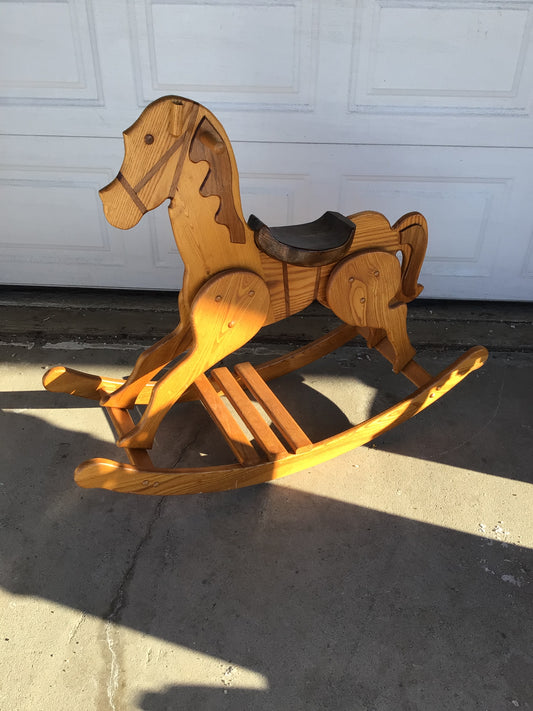 Vintage Hand-crafted Wooden Rocking Horse