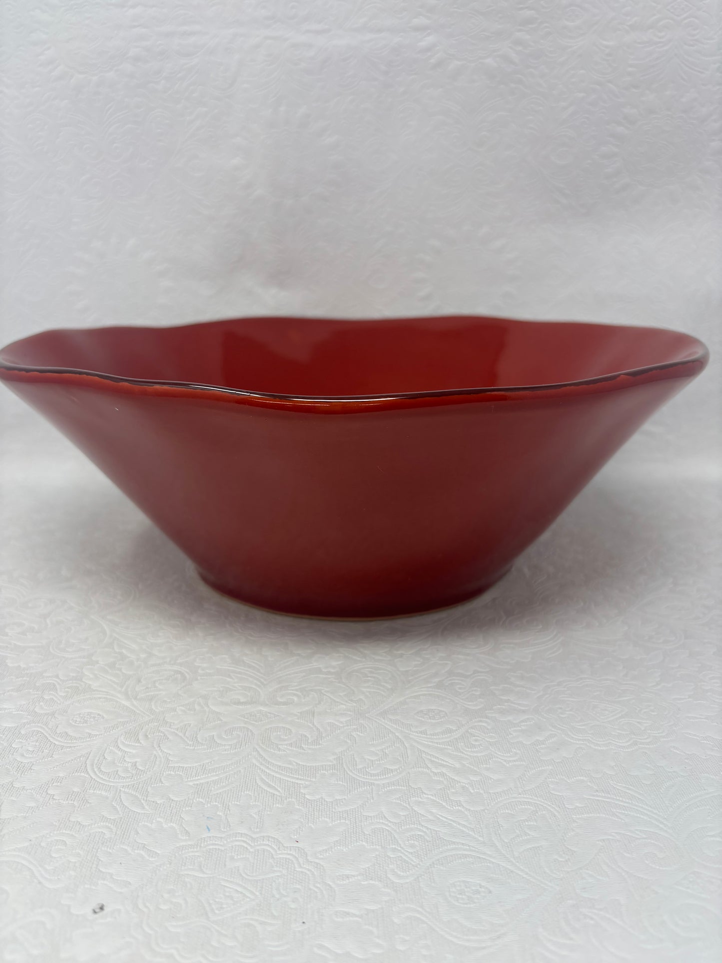 Large Red Salad Serving Bowl.