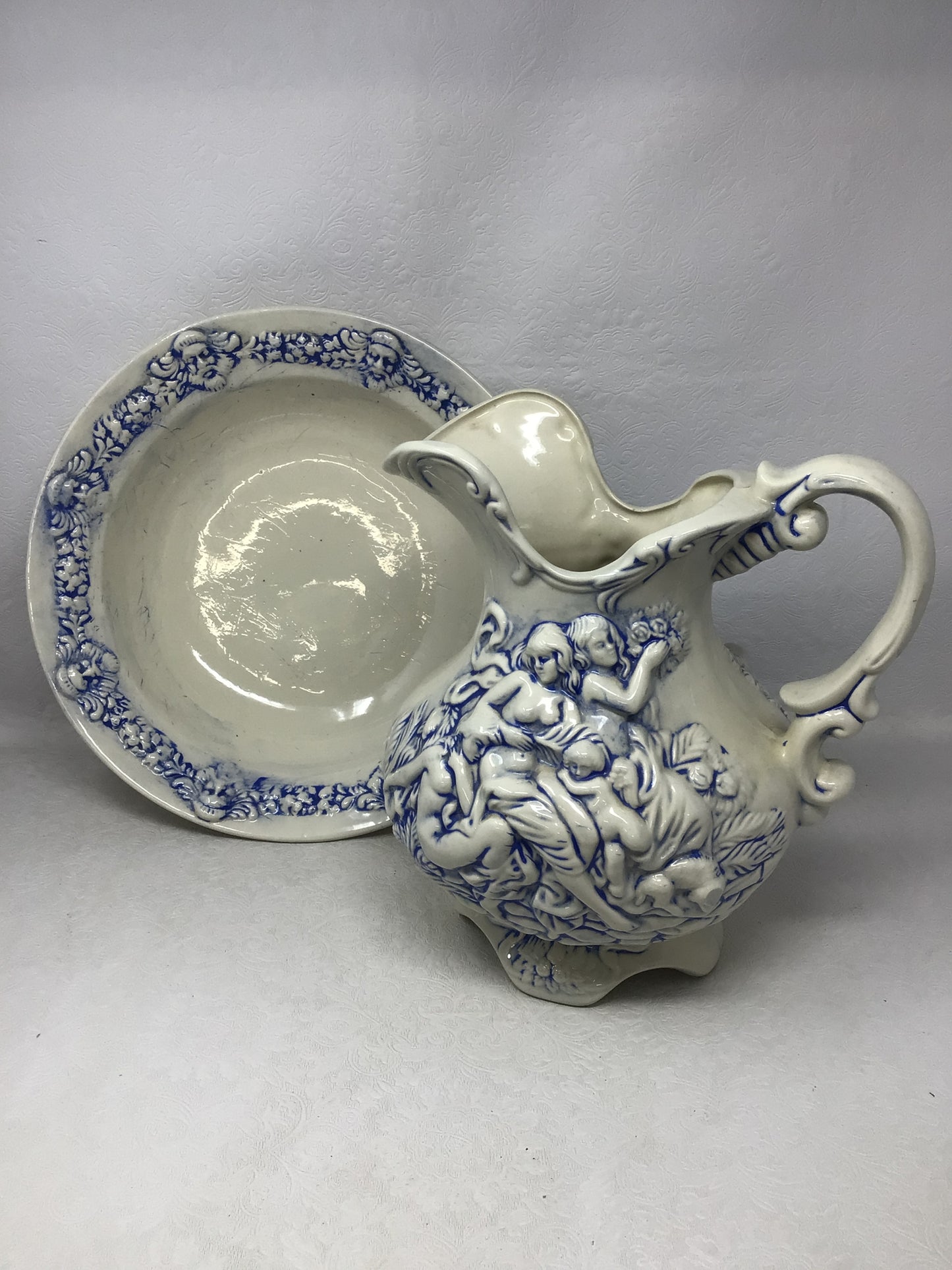 Vintage Ceramic Wash Pitcher & Basin