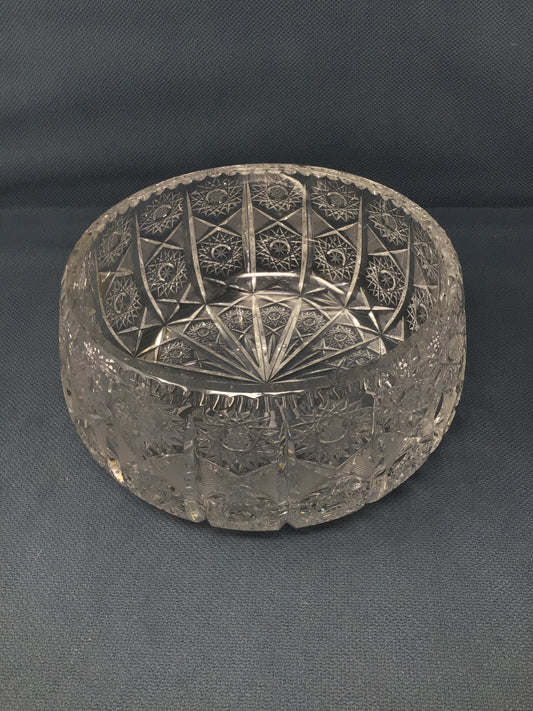 Heavy Pinwheel Cut Crystal Bowl