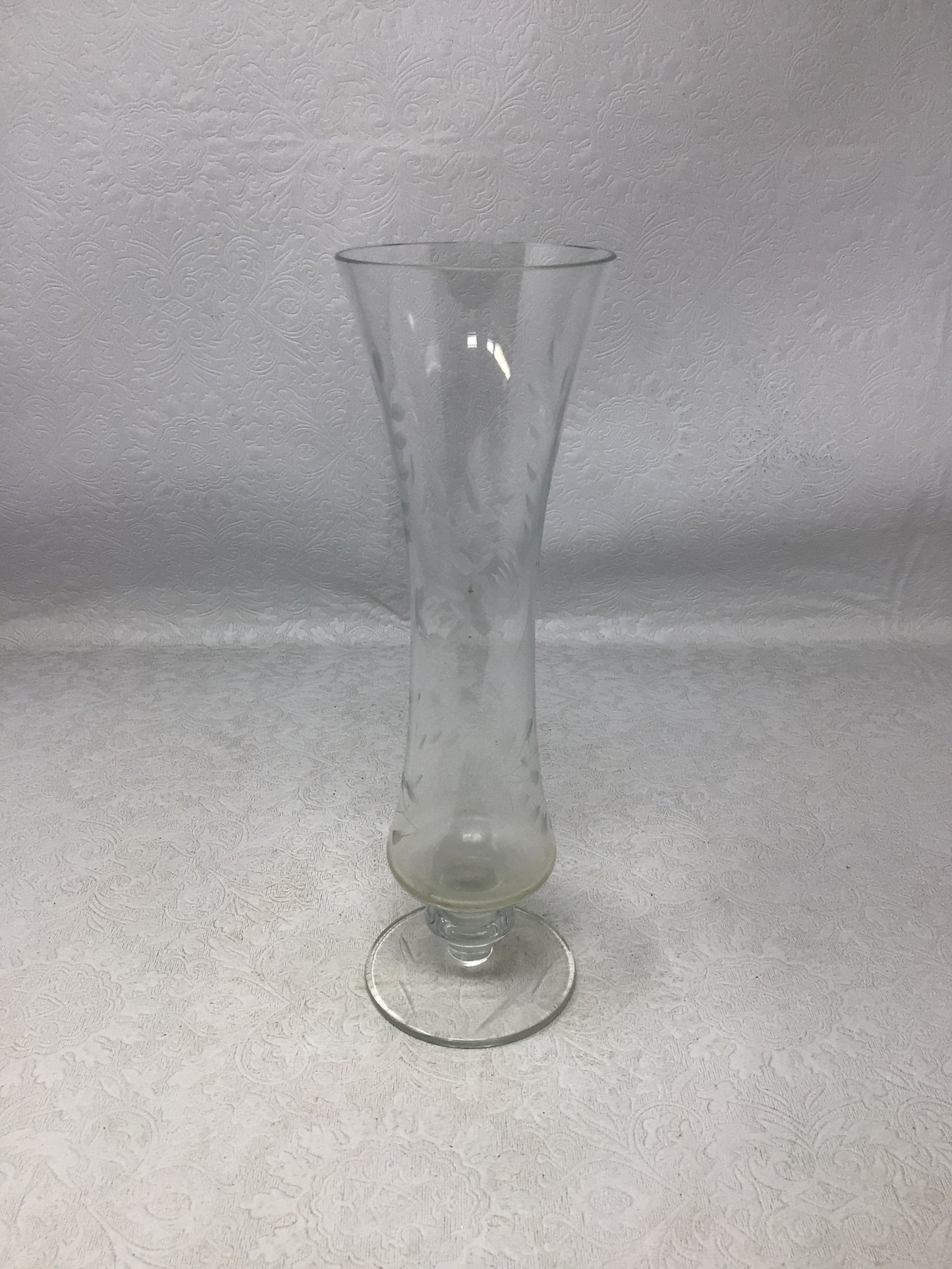 Vintage Footed Clear Glass Bud Vase