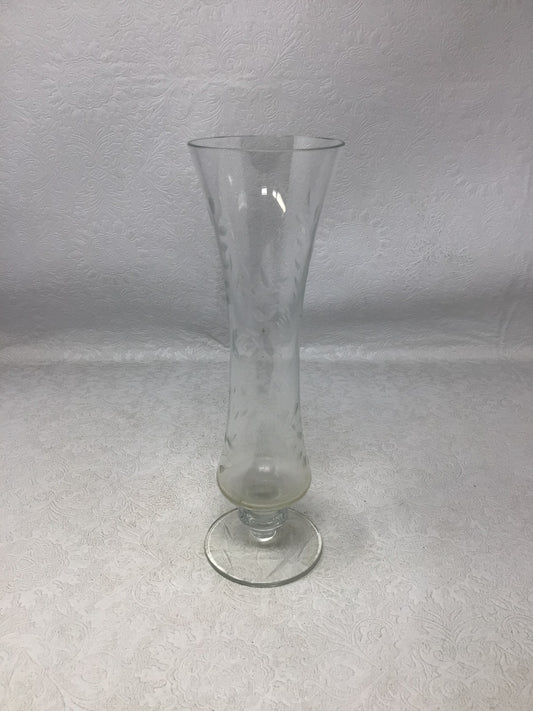Vintage Footed Clear Glass Bud Vase