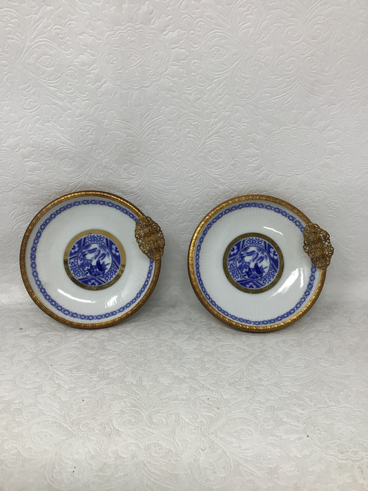 Limoges Porcelain Ashtrays, Set of 2