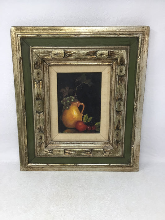 Fruit Still Life in Gold & Green Frame