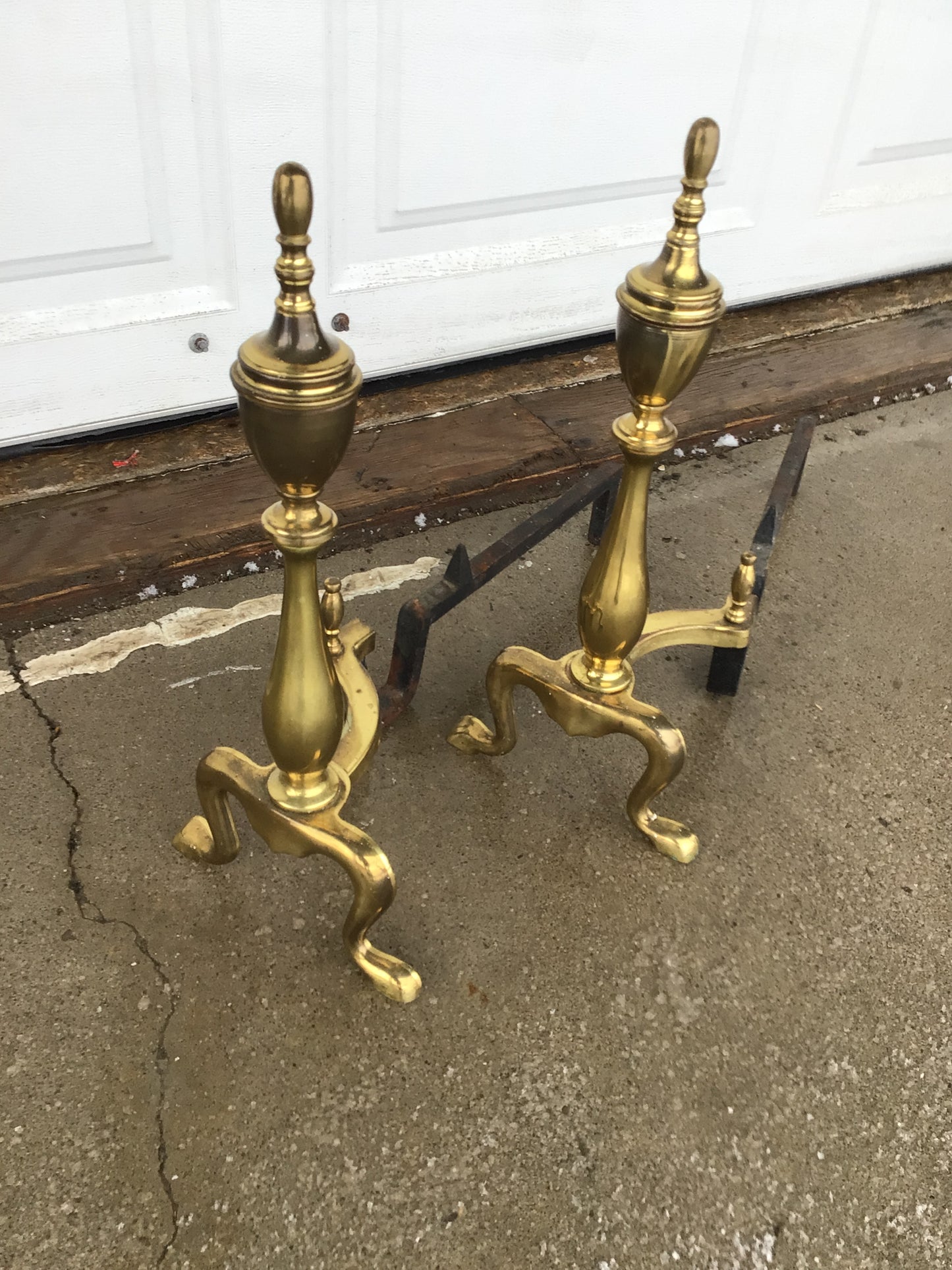 Antique Brass Fireplace Andirons