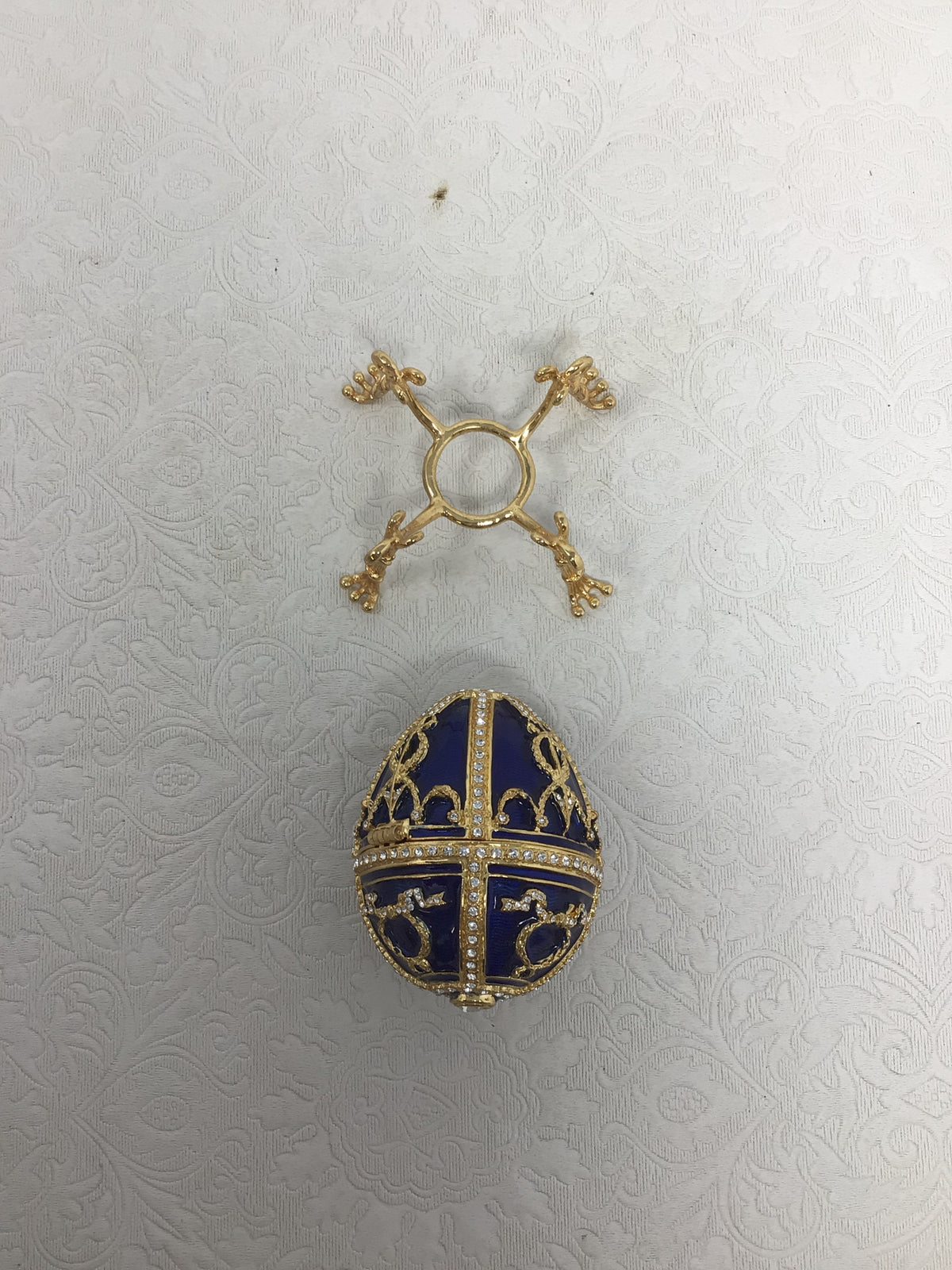 Blue and Gold Fabergé-Style Decorative Trinket Box