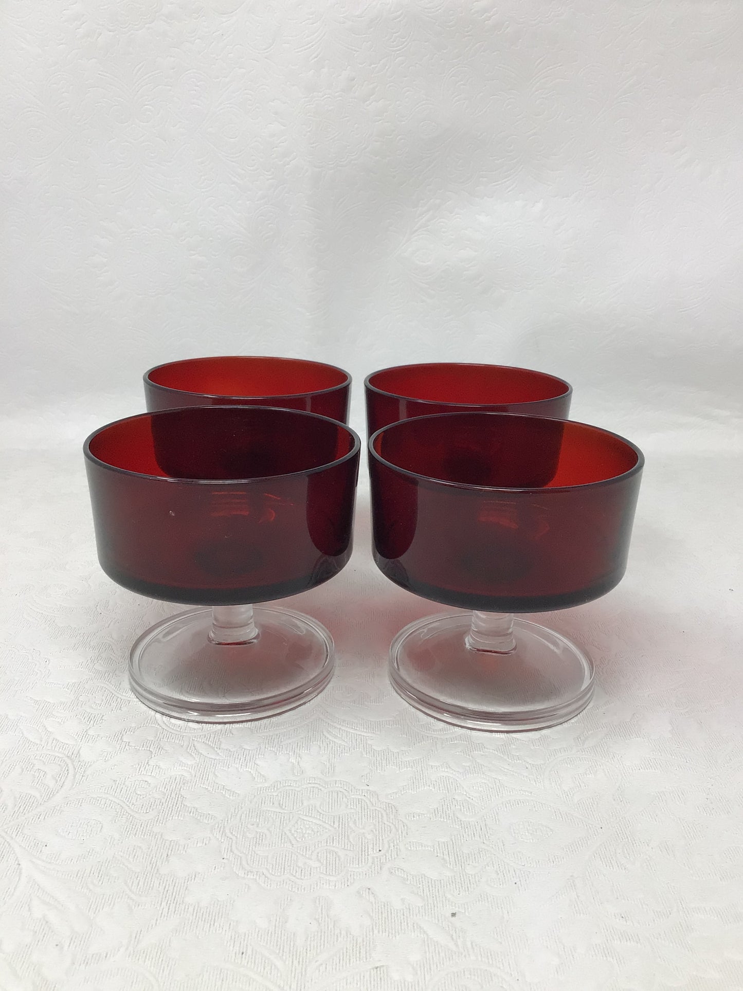 “Cavalier” Ruby Red Dessert Bowls, Set of 4