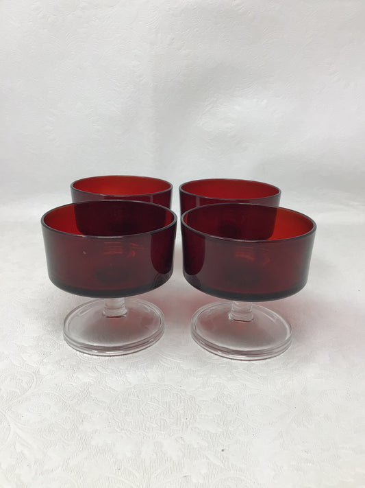 “Cavalier” Ruby Red Dessert Bowls, Set of 4