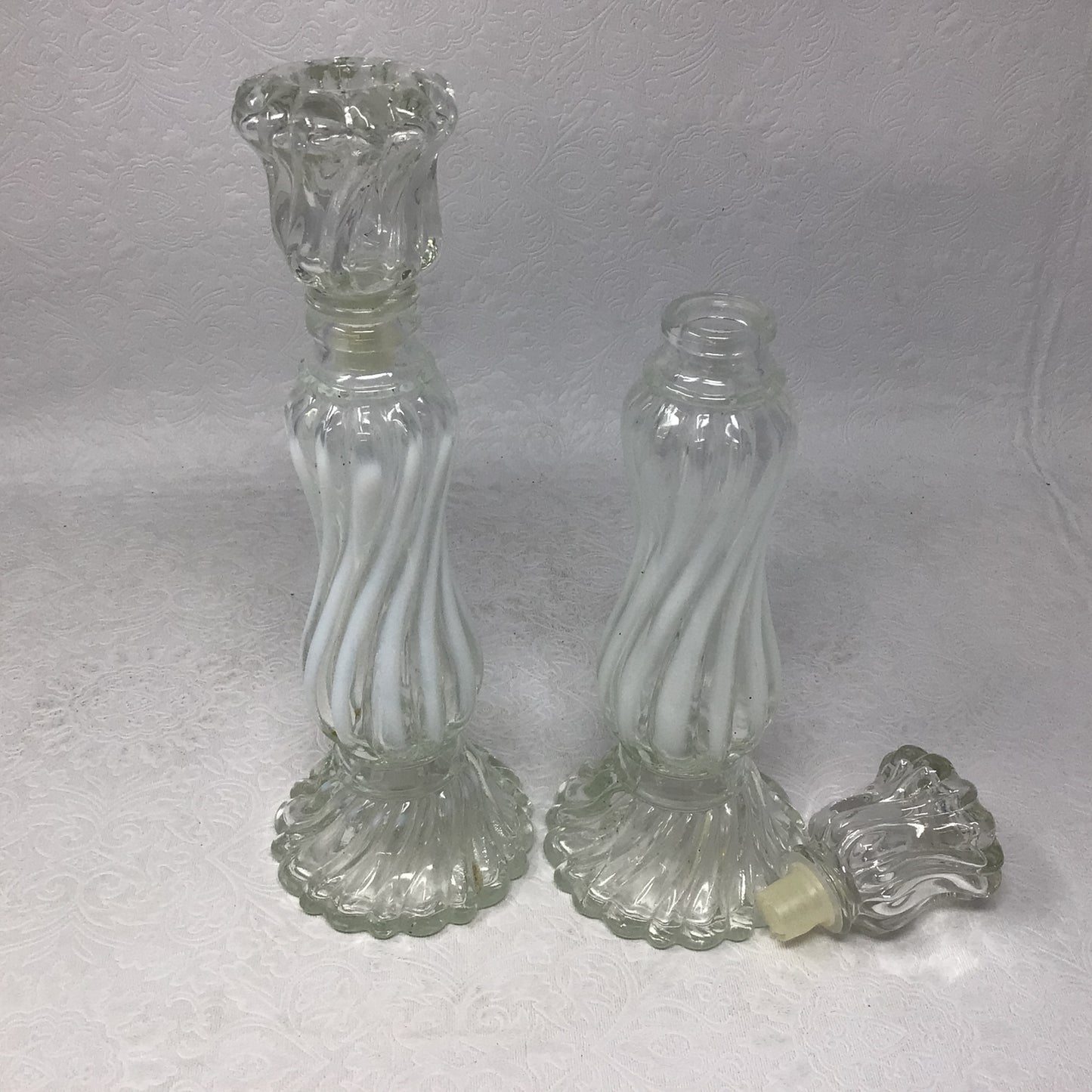 Avon Swirl Perfume Bottles/Candlestick Holders