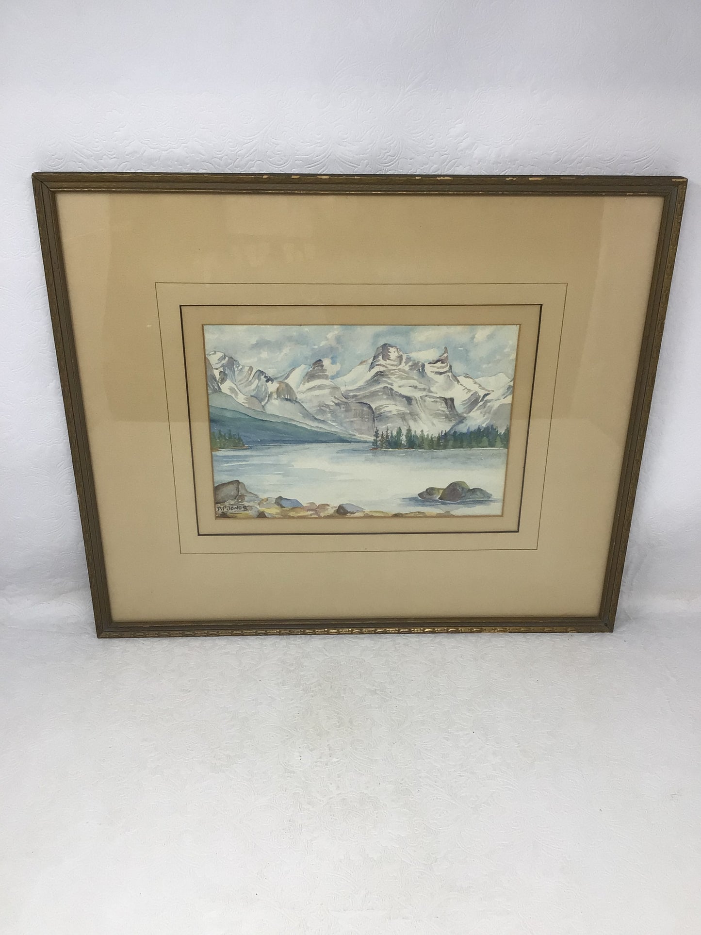 Framed Watercolour of a Mountain Landscape by BP Jones