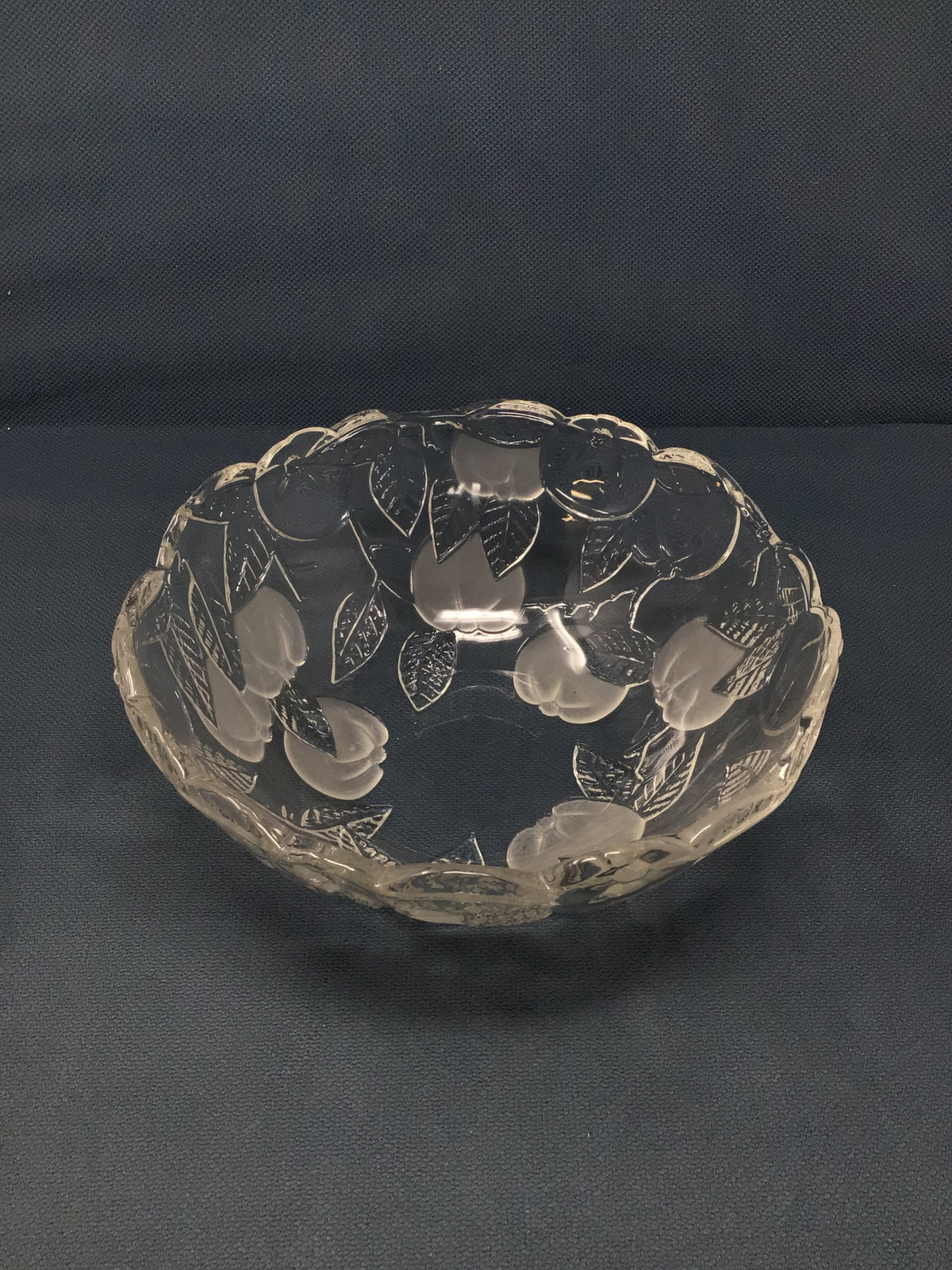 Vintage Clear and Frosted Crystal Glass Bowl