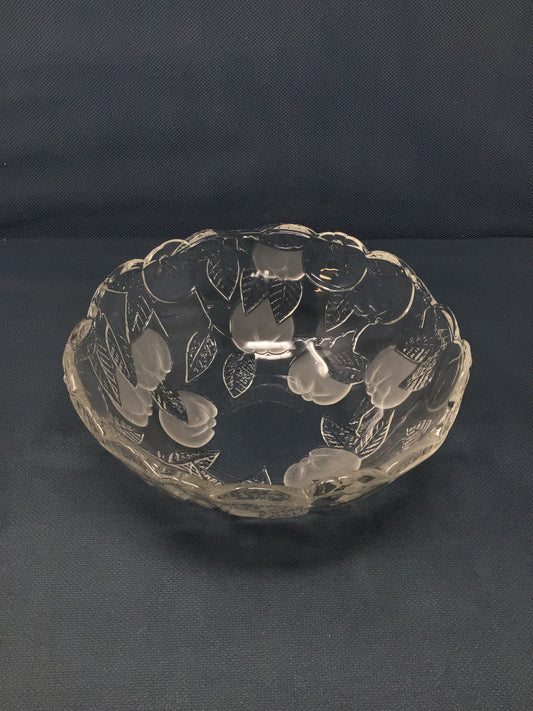 Vintage Clear and Frosted Crystal Glass Bowl
