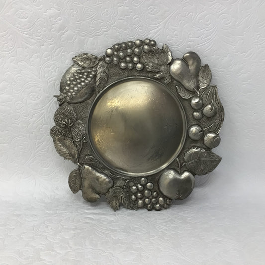 Antique ETAIN ZINN Pewter Fruit Goddess Jewelry Wine Coaster Tray