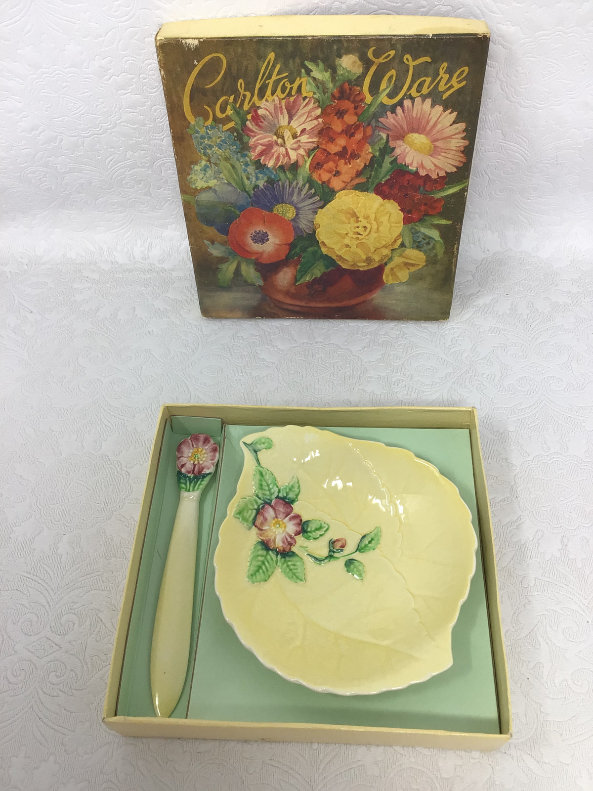 Carlton Ware Leaf Shaped Dish & Spoon