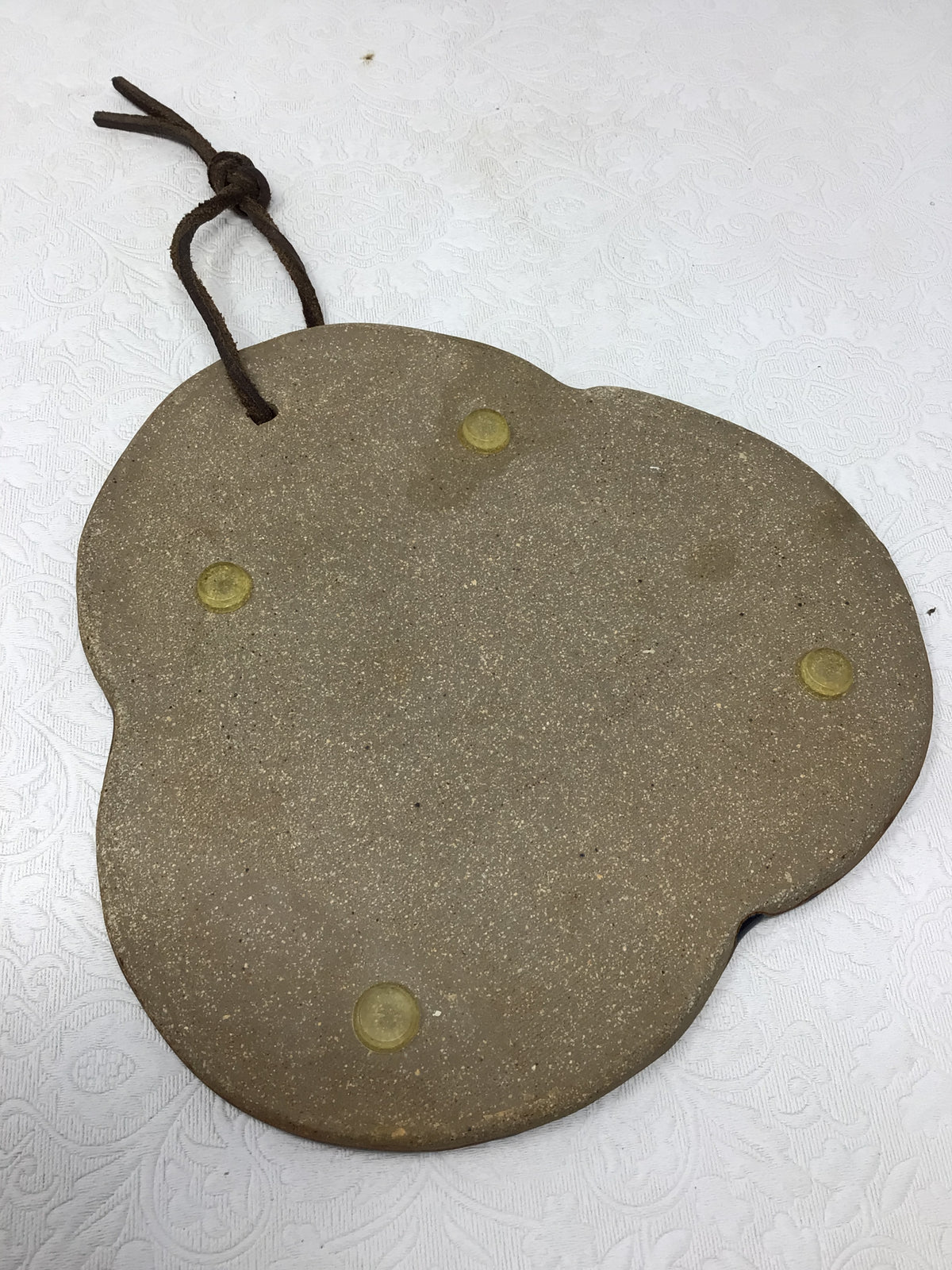 Blue Pottery Trivet and Matching Dish