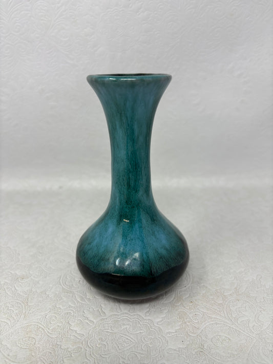 Blue Mountain Pottery Blue and Black Drip-Glaze Bud Vase