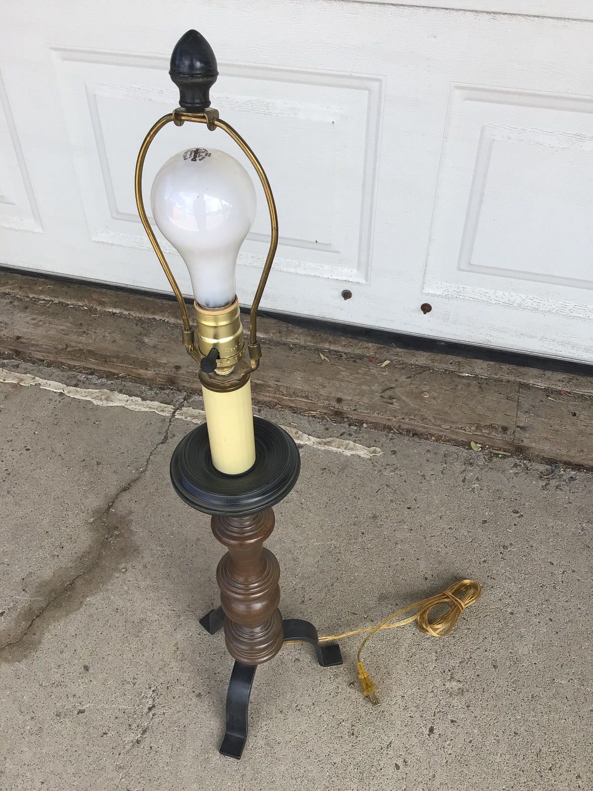 Vintage Turned-Wood Candlestick Table Lamp