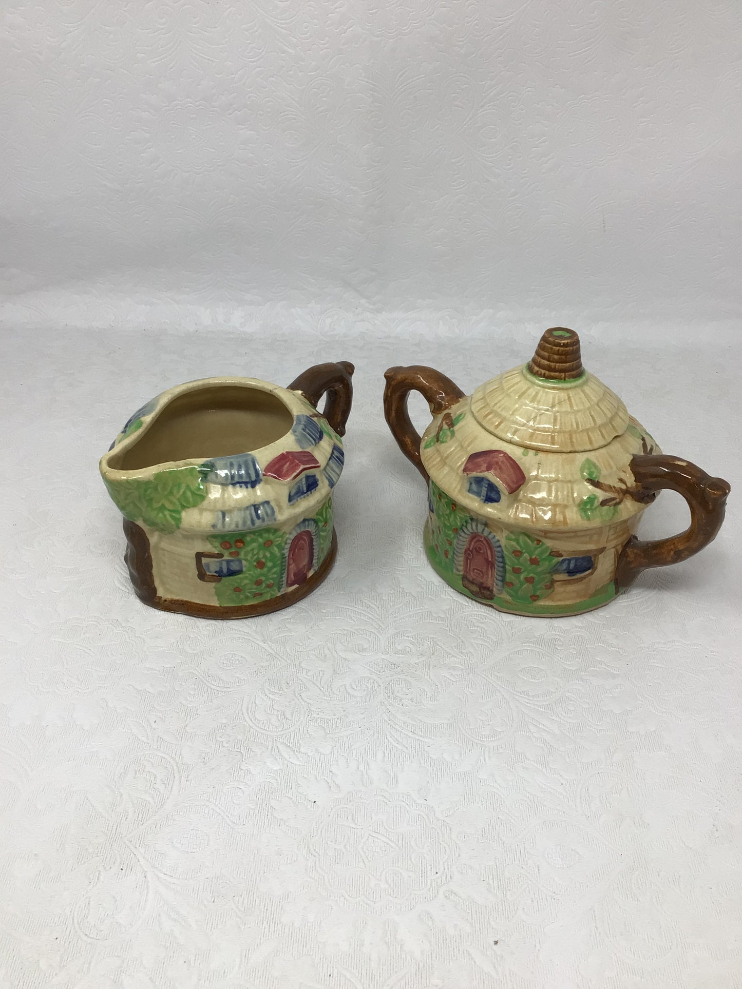 Vintage Ceramic Cottage Ware Sugar and Creamer Set