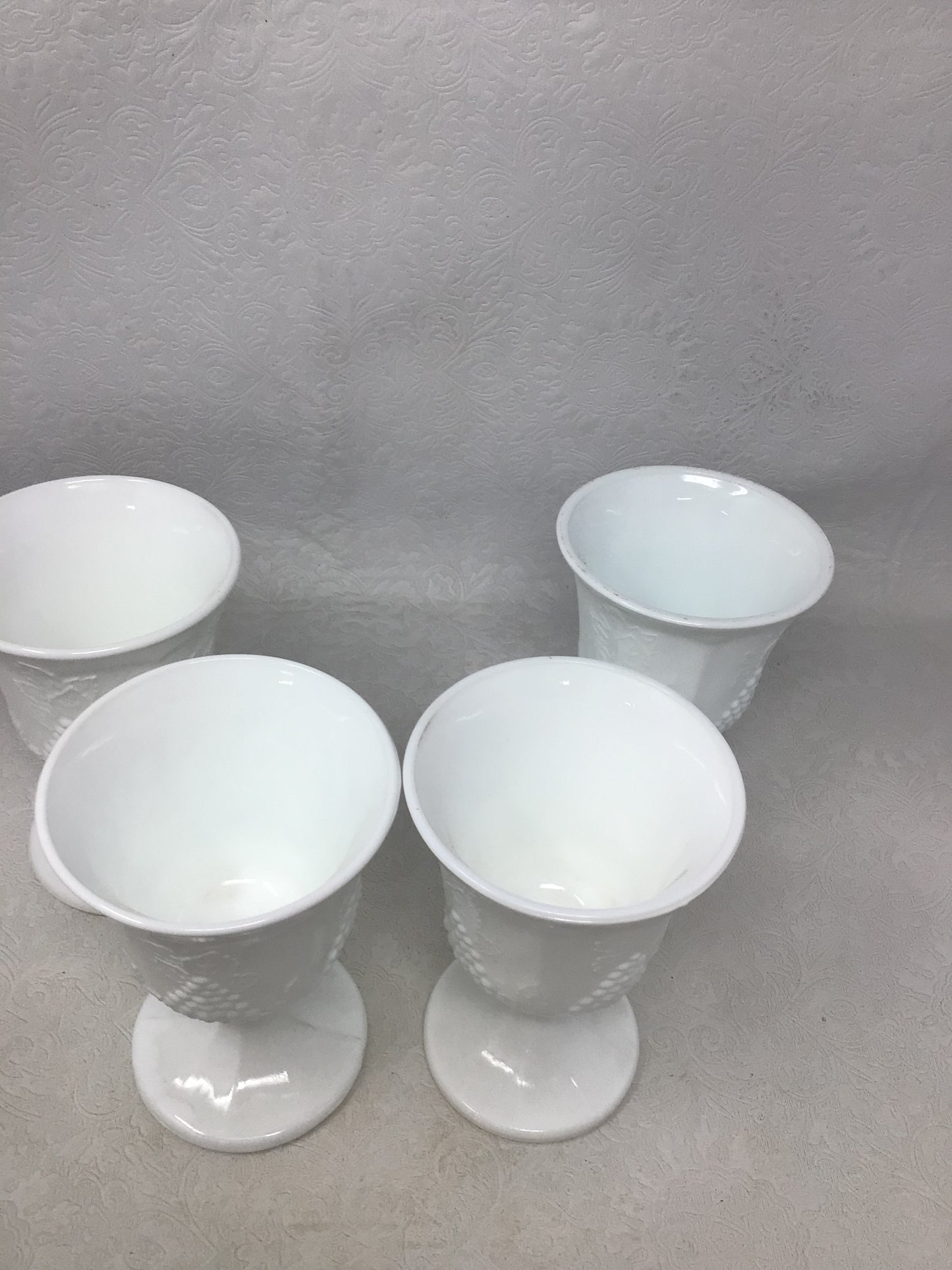 Set of 4 Vintage Milk Glass Goblets