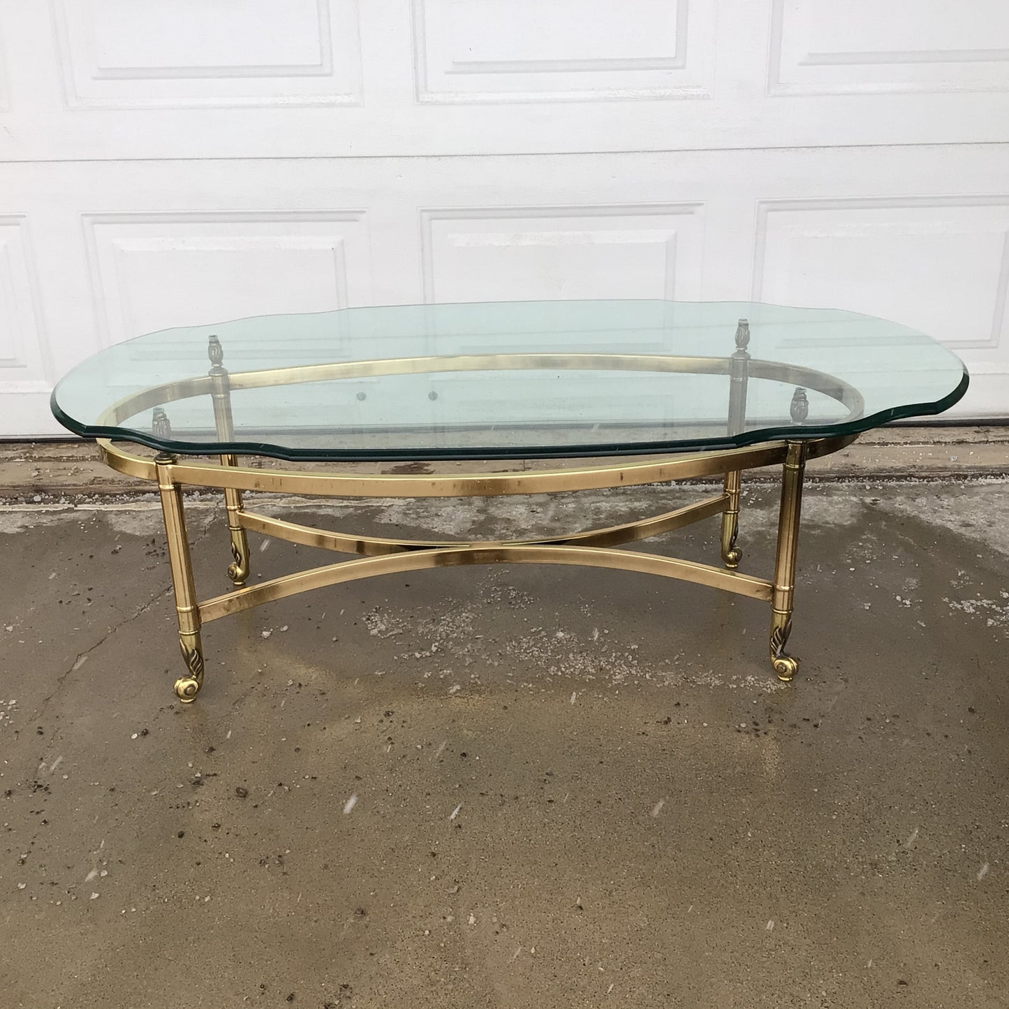 Brass Coffee Table with Glass Top