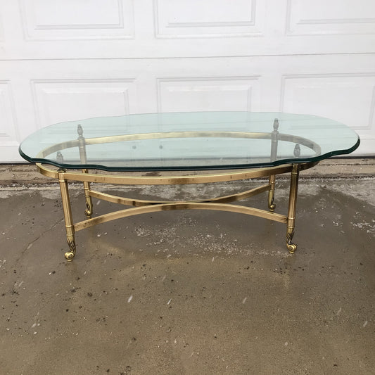 Brass Coffee Table with Glass Top