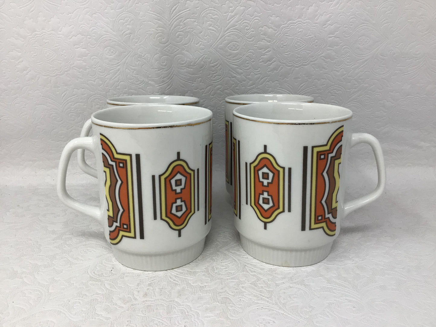 Set of Four Retro Mugs