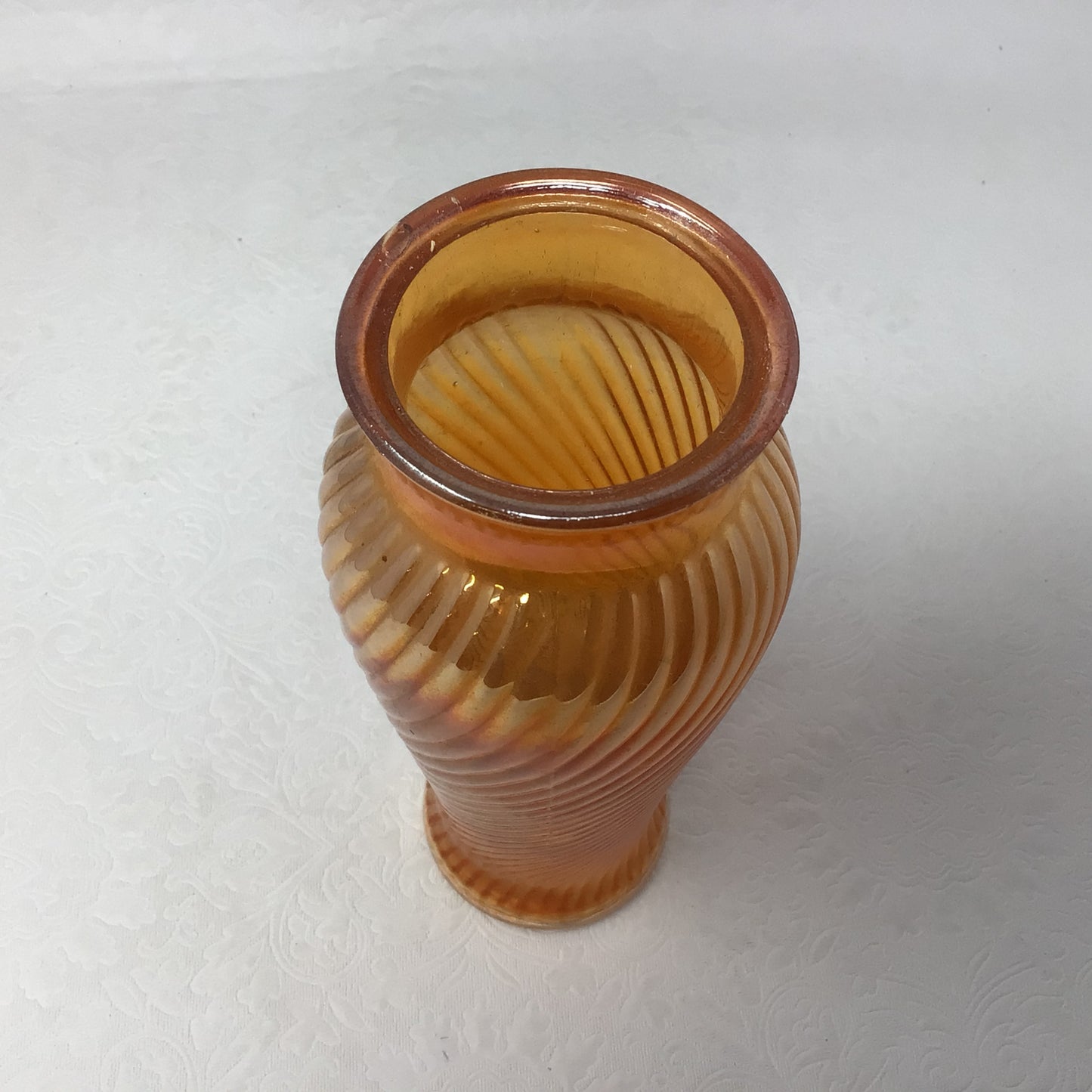 Marigold Iridescent Carnival Swirl Glass Vase