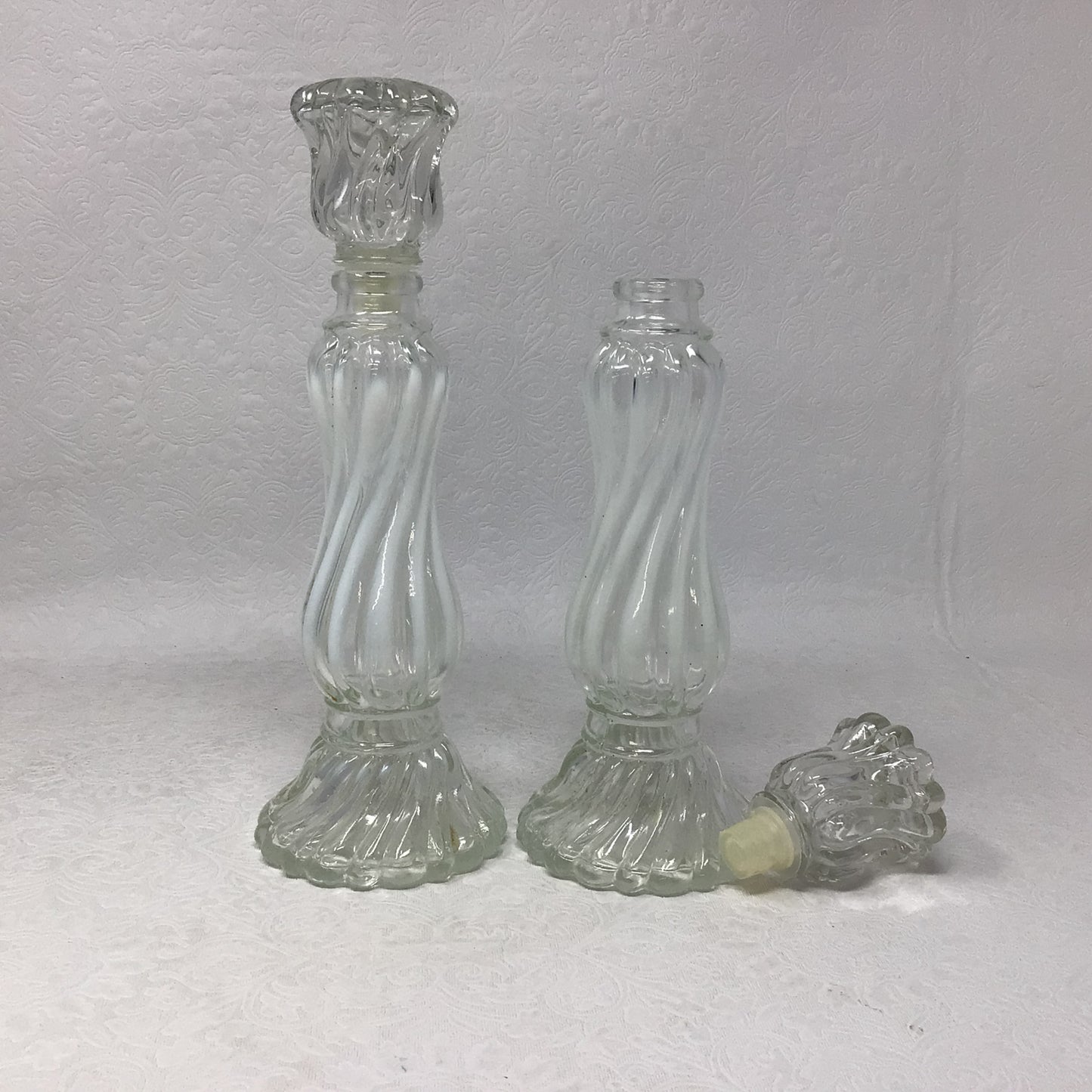 Avon Swirl Perfume Bottles/Candlestick Holders