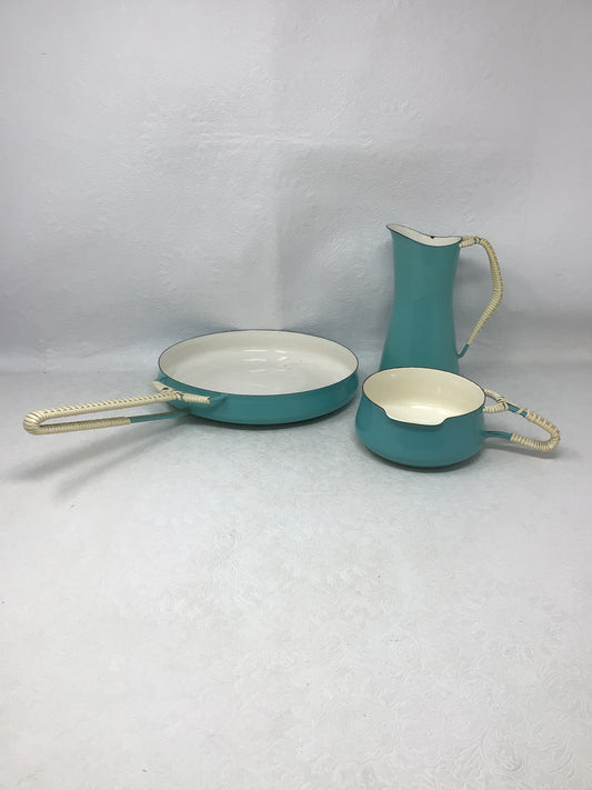 Vintage Dansk Kobenstyle Teal Enamelware - Set of 3
