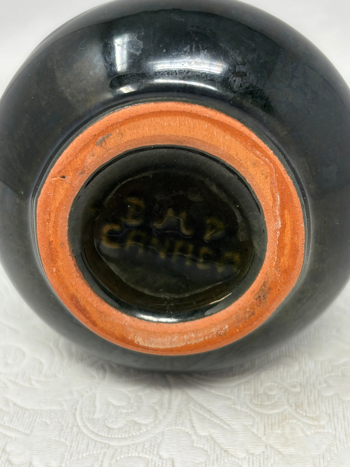 Blue Mountain Pottery Blue and Black Drip-Glaze Bud Vase