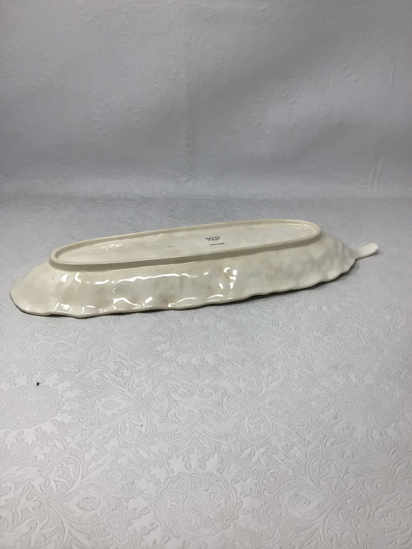 Vintage Spode Imperial Fancies White Porcelain Leaf Relish Platter