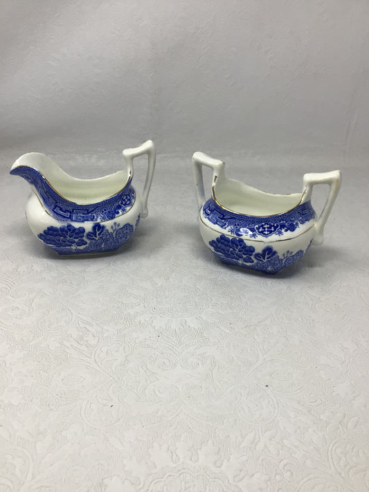 Blue Willow Cream & Sugar