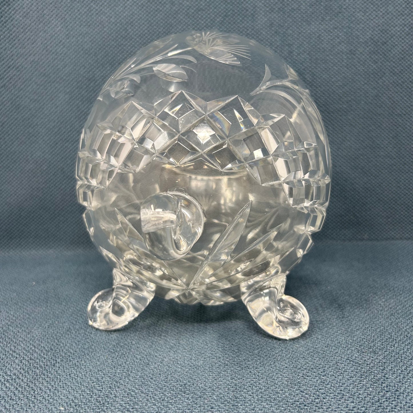 3 Footed Cut Glass Rose Bowl