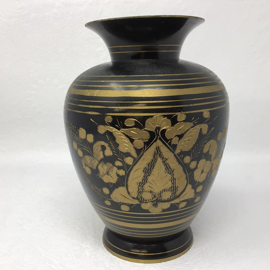 Vintage Brass Inlay Vase