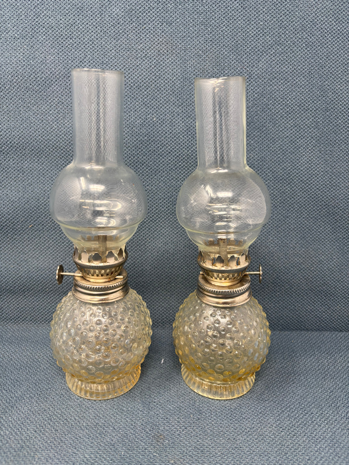 Set of 2 Vintage Miniature Oil Lamps
