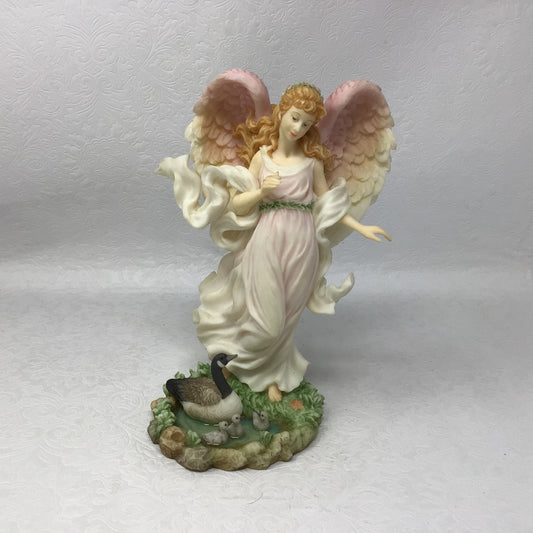 Porcelain Angel and Goose Figurine
