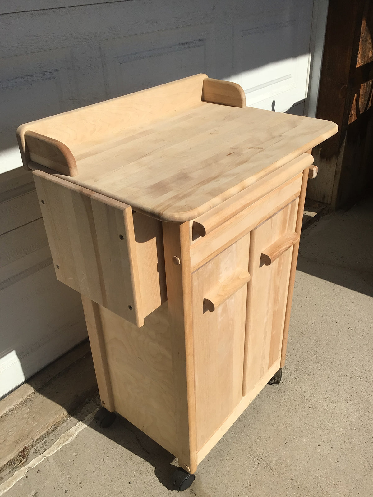 Natural Wood Rolling Kitchen Cart