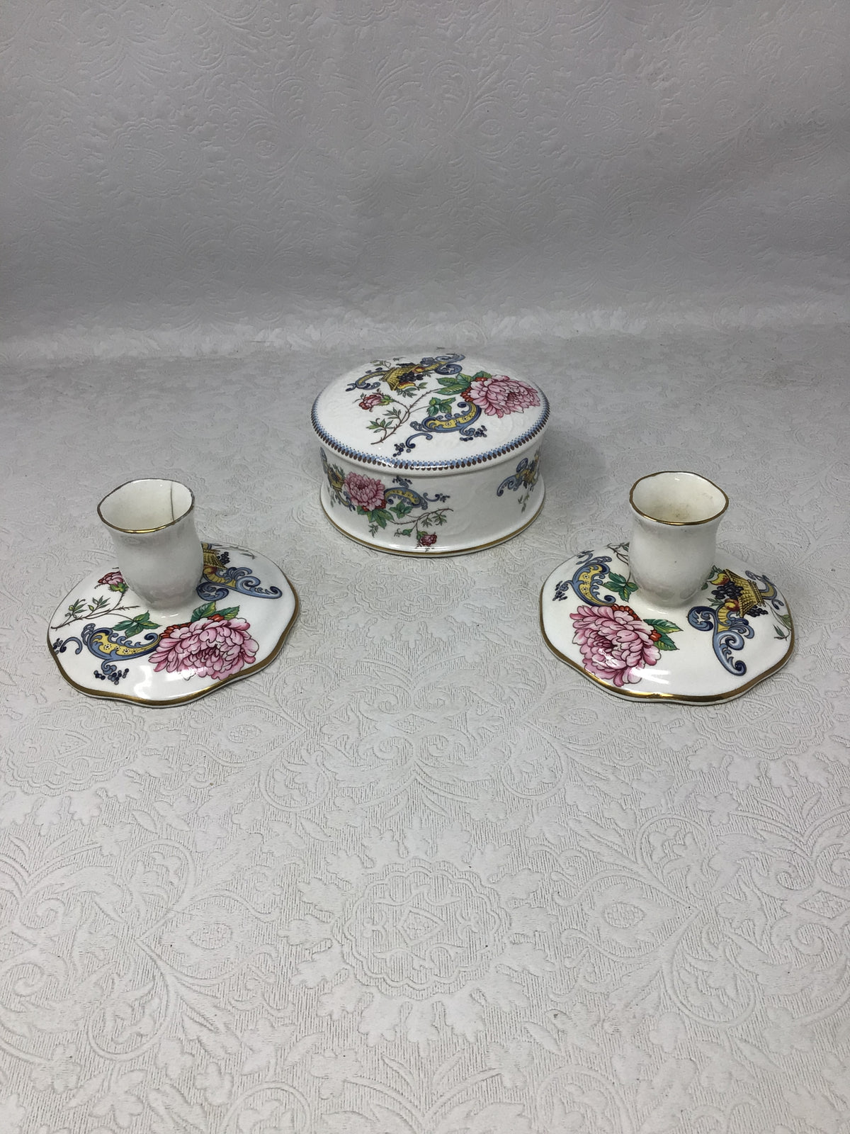 Chelsea Manor Trinket Box and 2 Candlestick Set