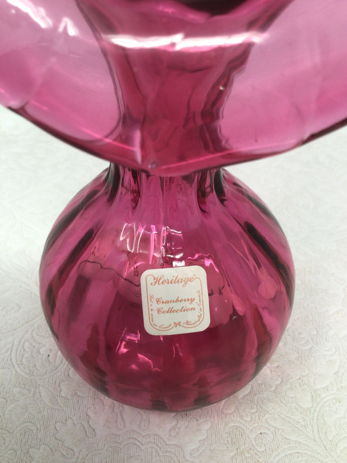 ‘Jack in the Pulpit’ Vintage Cranberry Glass Vase