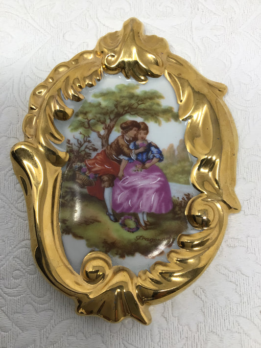 Vintage Limoges France “Friends” Gilded Wall Plaque