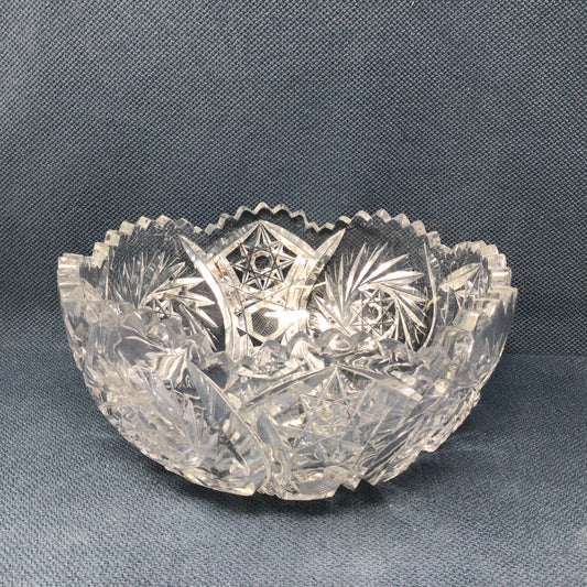 Vintage Cut Crystal Scalloped Swirl Bowl
