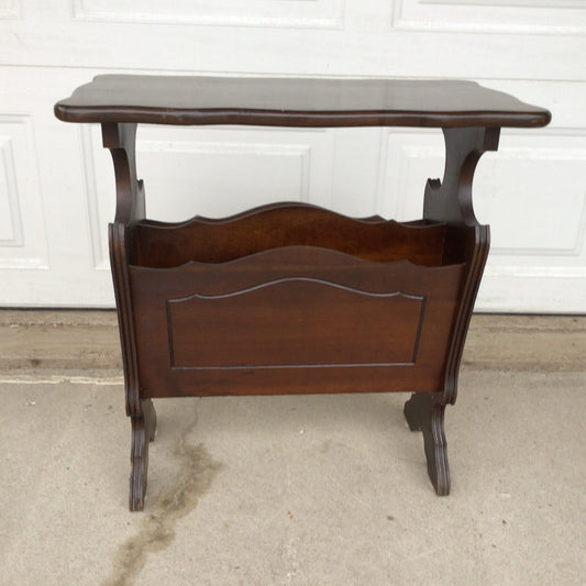 Wooden Side Table With Magazine Rack