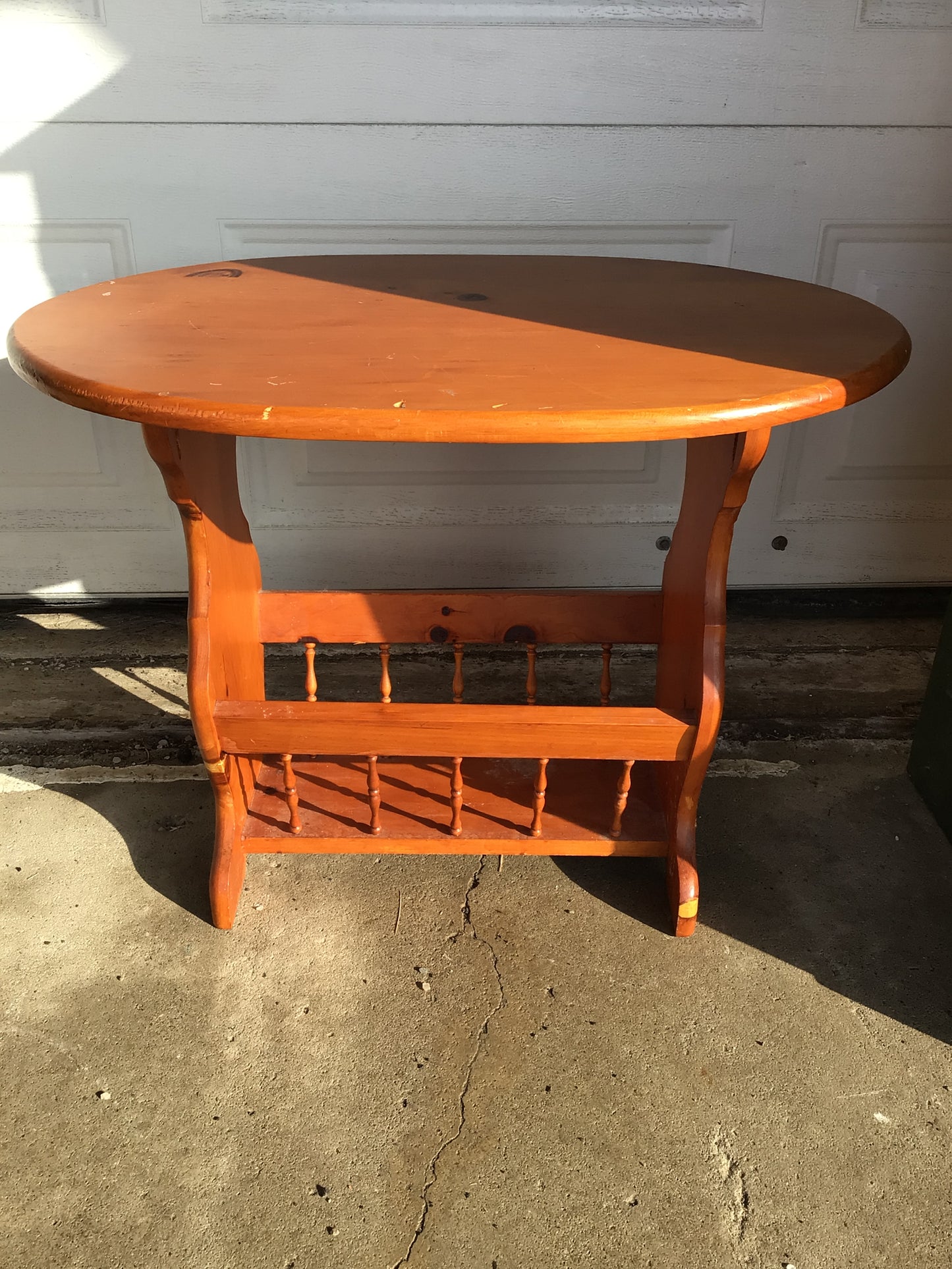 Vintage Wood End Table with Magazine Rack