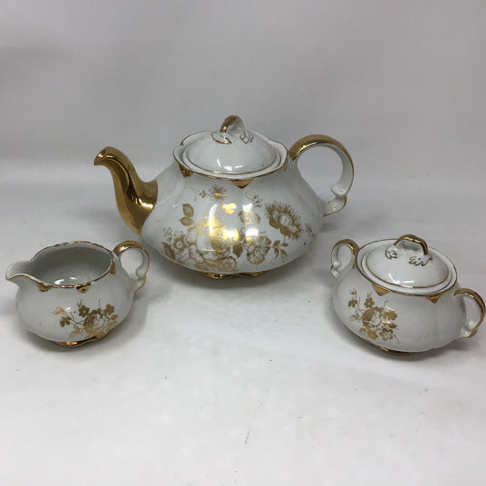 Vintage English Ellegreave White & Gold Tea Set #2872